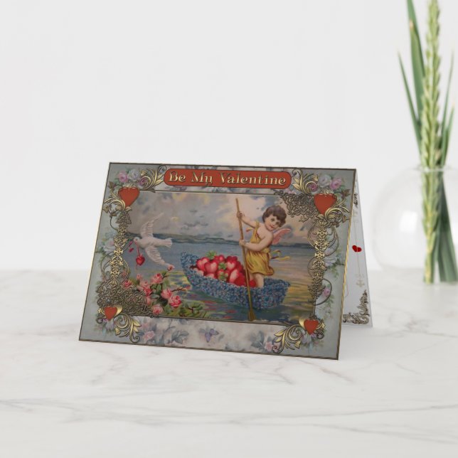 Cartes Pour Fêtes Annuelles Valentine's - Cupid vole sur un bateau plein de co (Devant)