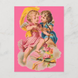 CARTES POUR FÊTES ANNUELLES VALENTINES DAME VICTORIAN ERA CUPID LOVE POST CARD