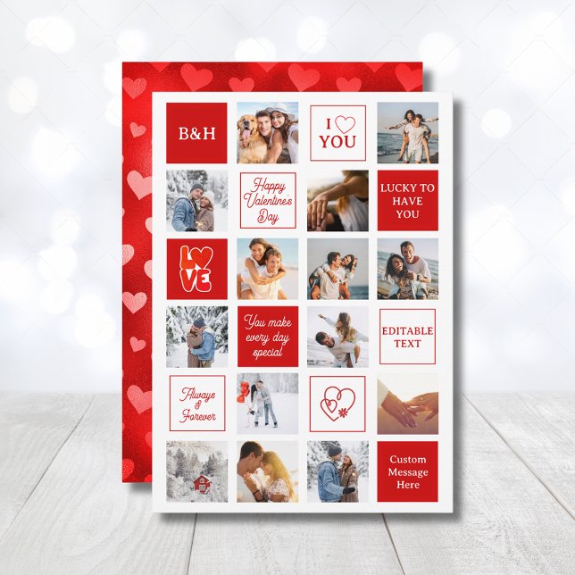Cartes Pour Fêtes Annuelles Valentine's Day 14 Photo Collage Custom Girlfriend (Valentine's Day 14 Photo Collage Custom Girlfriend Holiday Card
)