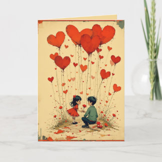 Cartes Pour Fêtes Annuelles Valentine's Day Card for Kids with Hearts