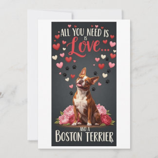 Cartes Pour Fêtes Annuelles Valentine's Day cute boston terrier dog Photo  
