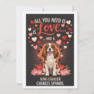 Cartes Pour Fêtes Annuelles Valentine's Day cute king cavalier charles spaniel