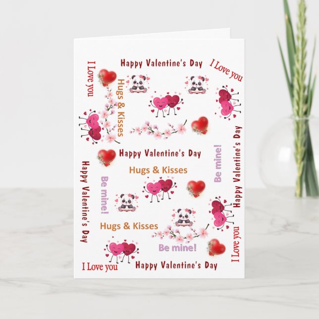 Cartes Pour Fêtes Annuelles Valentine's Day Greeting Card CoupleRed Hearts  (Devant)