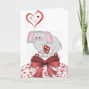 Cartes Pour Fêtes Annuelles Valentine's Day Greeting Card Elephant