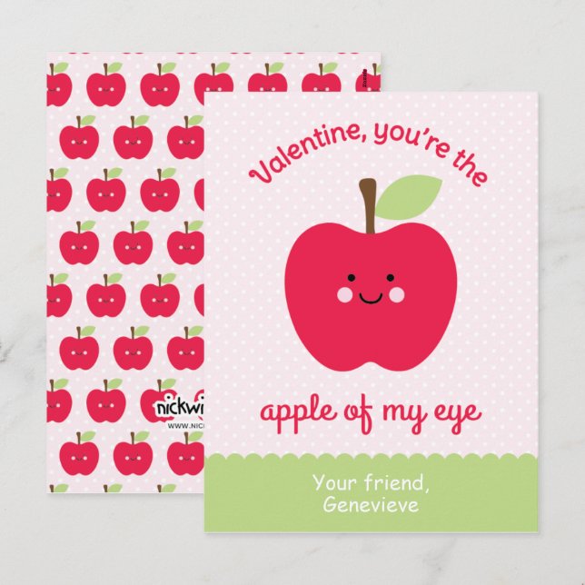 Cartes Pour Fêtes Annuelles Valentines de classe Apple (Devant / Derrière)