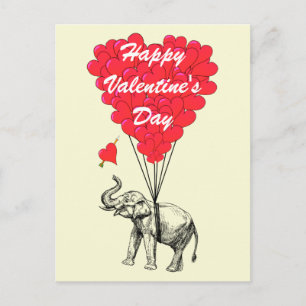 Cartes Pour Fêtes Annuelles Valentines drôles de coeur d'éléphant et d'amour