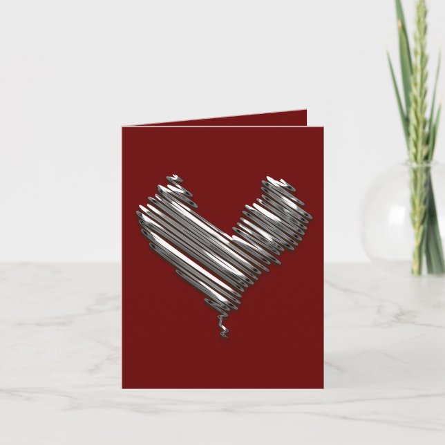 Cartes Pour Fêtes Annuelles Valentines du coeur d'argent foncé (Devant)
