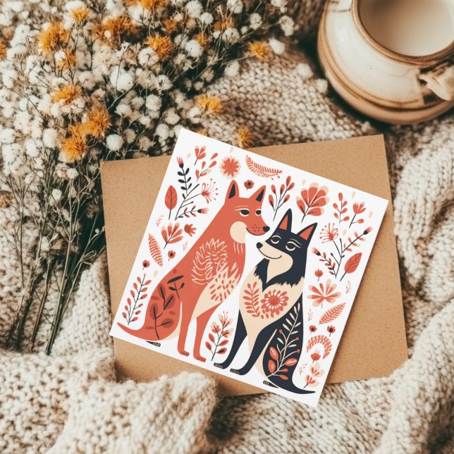 Cartes Pour Fêtes Annuelles Valentines du coeur de l'airain de chiot scandinav (Alsatian Dog Lover Greeting Card)