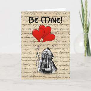 Cartes Pour Fêtes Annuelles Valentines en chef des Indiens