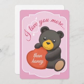 Cartes Pour Fêtes Annuelles Valentines Flat Card Cute Black Bear