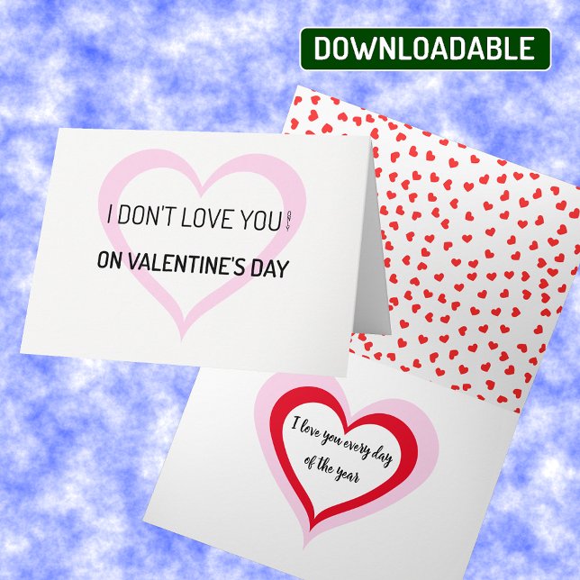 Cartes Pour Fêtes Annuelles Valentines jour drôle coeur romantique citations (Créateur téléchargé)