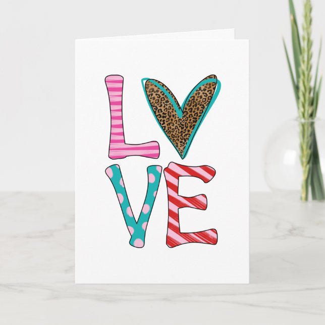 Cartes Pour Fêtes Annuelles Valentines Jour mignonne Amour Empreinte de léopar (Devant)
