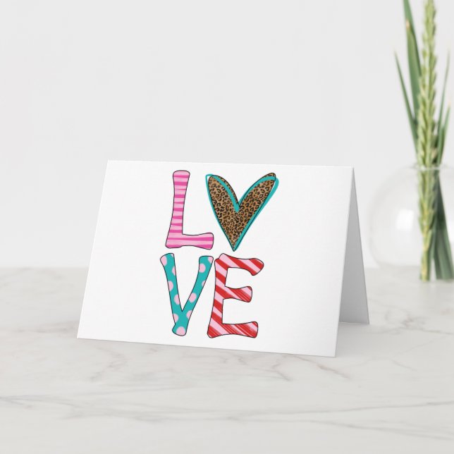 Cartes Pour Fêtes Annuelles Valentines Jour mignonne Amour Empreinte de léopar (Devant)