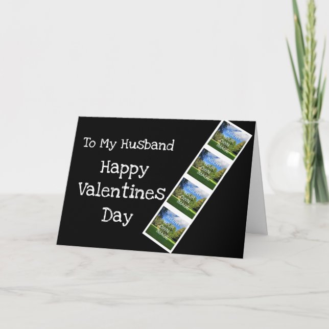 Cartes Pour Fêtes Annuelles Valentines maris personnalisées à quatre photos (Devant)