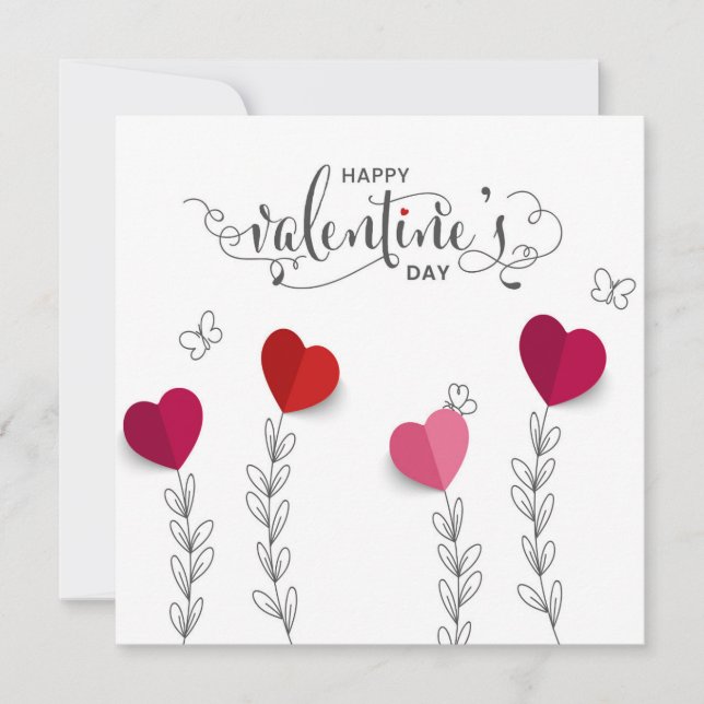 Cartes Pour Fêtes Annuelles Valentine's Paper Hearts - Line Art Holiday Card (Devant)