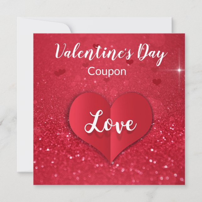 Cartes Pour Fêtes Annuelles Valentines Parties scintillant cardiaque en papier (Devant)