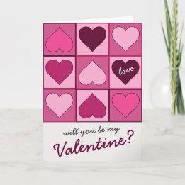 Cartes Pour Fêtes Annuelles Valentines Pink Graphic Hearts vers le haut n'impo