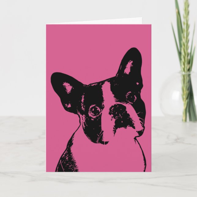 Cartes Pour Fêtes Annuelles Valentines - silhouette de Boston Terrier (Devant)