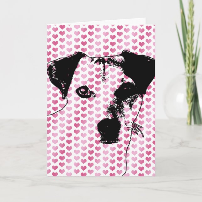 Cartes Pour Fêtes Annuelles Valentines - silhouette de Jack Russell (Devant)