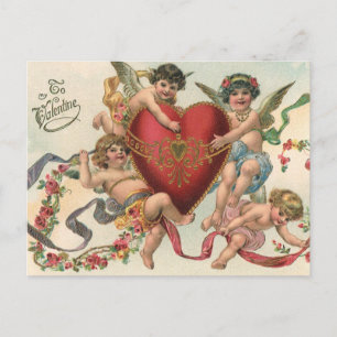 Cartes Pour Fêtes Annuelles Valentines vintages, Anges victoriens Coeur de Che