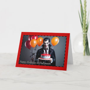 Cartes Pour Fêtes Annuelles Vampire avec gâteau d'anniversaire - Anniversaire 