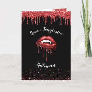Cartes Pour Fêtes Annuelles Vampire rouge parties scintillant lèvres et crocs