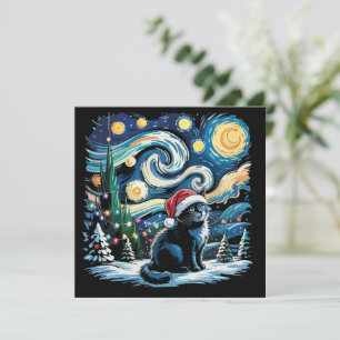 Cartes Pour Fêtes Annuelles Van Gogh Nuit Étoilée Fête de Noël Chat Noir 