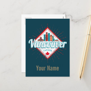 Cartes Pour Fêtes Annuelles Vancouver Skyline Colombie-Britannique Rétro Canad