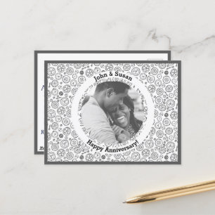 Cartes Pour Fêtes Annuelles Vapeur Victorian Steampunk White & Black Gears Clo