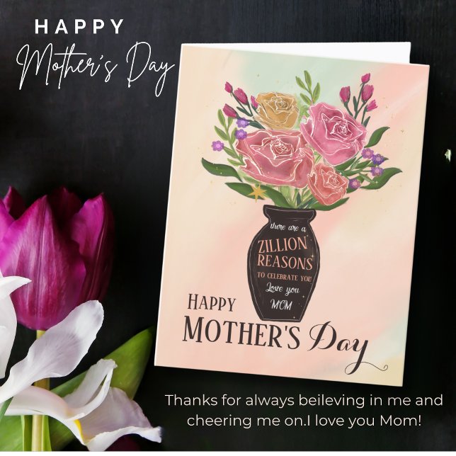Cartes Pour Fêtes Annuelles Vase de la Fête des Mères aux fleurs (Mother's Day Vase with Flowers Holiday Card )