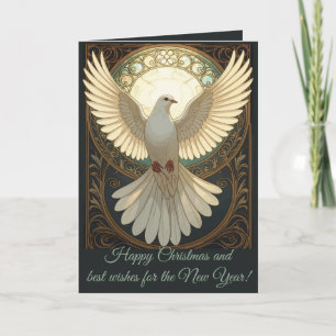 Cartes Pour Fêtes Annuelles Vecteur Art Nouveau Vintage Colombe Angélique