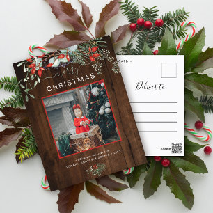 Cartes Pour Fêtes Annuelles Végétal Noël Photo Aquarelle Bois foncé