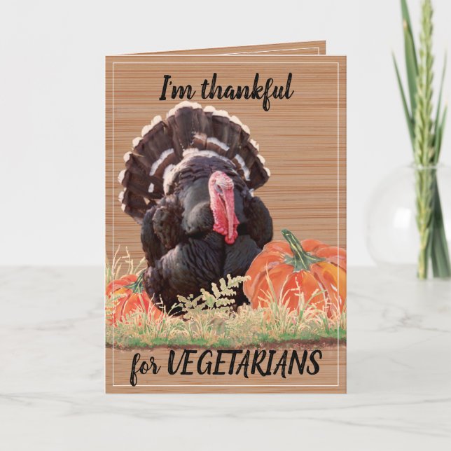 Cartes Pour Fêtes Annuelles Vegetarian Vegan Thanksgiving Turquie Merci amusan (Devant)