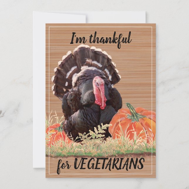 Cartes Pour Fêtes Annuelles Vegetarian Vegan Thanksgiving Turquie Merci amusan (Devant)