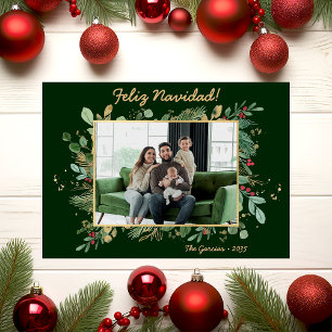 Cartes Pour Fêtes Annuelles Végétation botanique moderne Photo Feliz Navidad