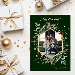 Cartes Pour Fêtes Annuelles Végétation botanique moderne Photo Feliz Navidad