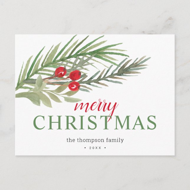Cartes Pour Fêtes Annuelles Végétation de Noël festive (Devant)