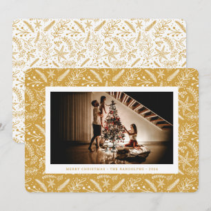 Cartes Pour Fêtes Annuelles Végétation de Noël (or) Photo horizontale