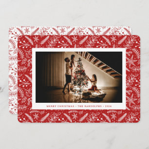 Cartes Pour Fêtes Annuelles Végétation de Noël (Rouge) Photo horizontale