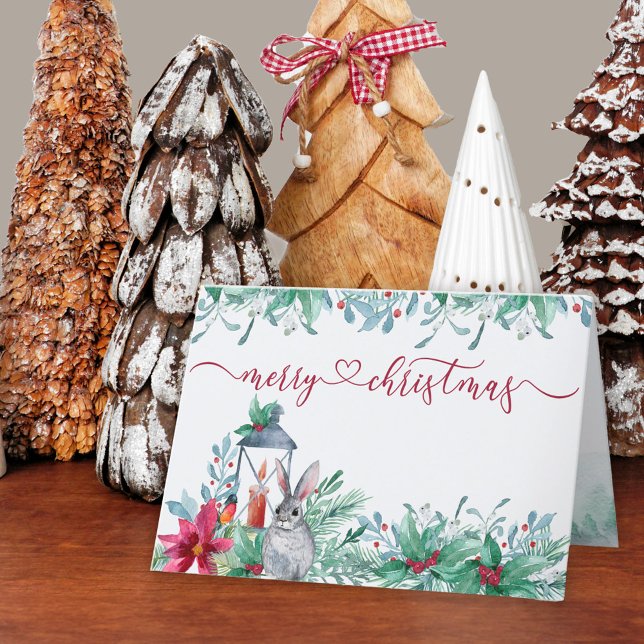 Cartes Pour Fêtes Annuelles Végétation d'hiver Holly Mistletoe Aquarelle Garla (Merry Christmas Card. Buy professionally printed or as a printable digital download.)