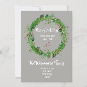 Cartes Pour Fêtes Annuelles Végétation d'hiver Nouvelle maison Joyeuses vacanc