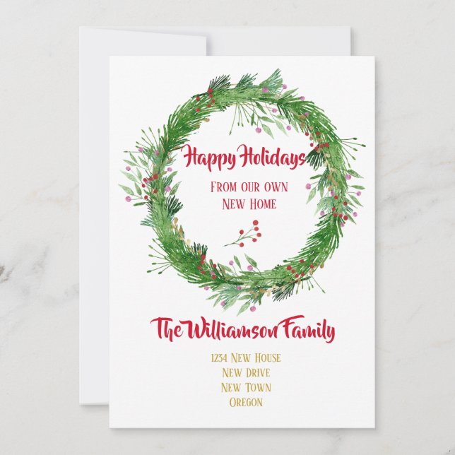 Cartes Pour Fêtes Annuelles Végétation d'hiver Nouvelle maison Joyeuses vacanc (Devant)