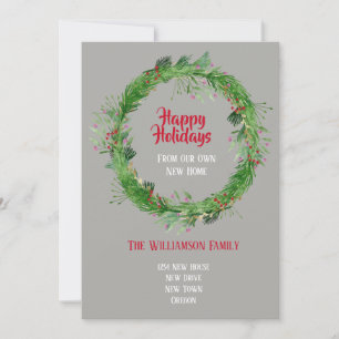 Cartes Pour Fêtes Annuelles Végétation d'hiver Nouvelle maison Joyeuses vacanc