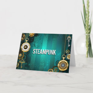 Cartes Pour Fêtes Annuelles Veille bijoux Steampunk sur un Arrière - plan vert