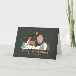 Cartes Pour Fêtes Annuelles Veille de Noël tranquille avec rennes et lapin