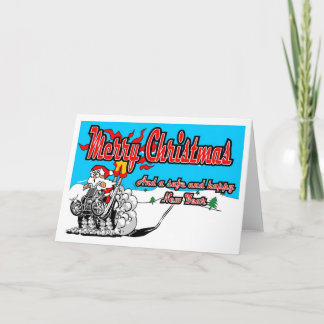 Cartes Pour Fêtes Annuelles Vélo Père Noël de neige de quadruple de Joyeux