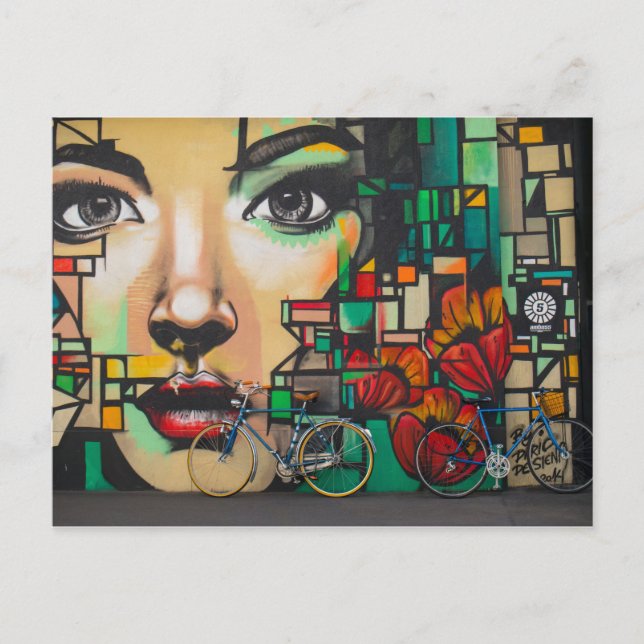 Cartes Pour Fêtes Annuelles Vélos sur le mur de Graffiti (Devant)