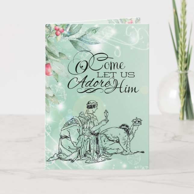 Cartes Pour Fêtes Annuelles Venez Admirez-Le Trois Hommes Sages Noël (Devant)