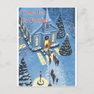 Cartes Pour Fêtes Annuelles Venez adorons l'église de Noël