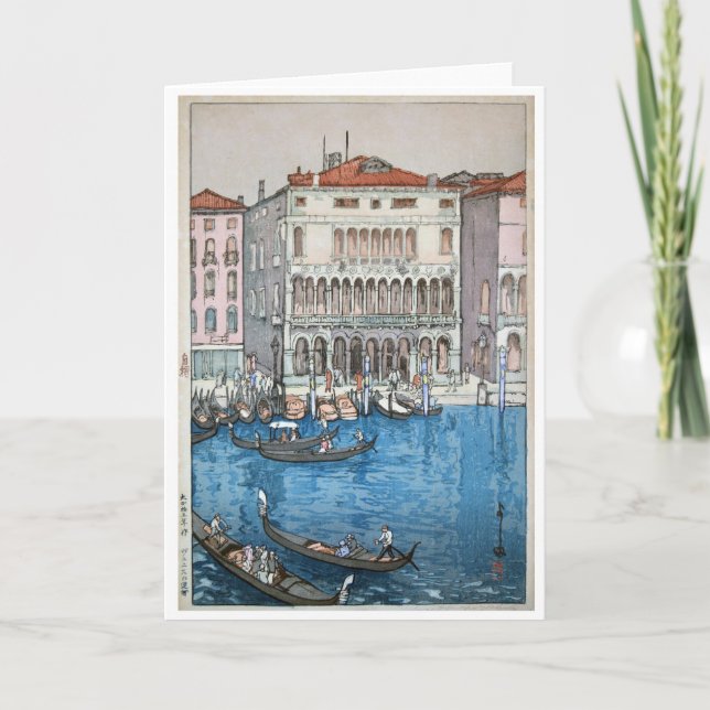 Cartes Pour Fêtes Annuelles Venise, Hiroshi Yoshida, Woodcut (Devant)